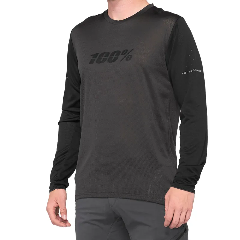 100% Ridecamp Long Sleeve Jersey in Black/Charcoal