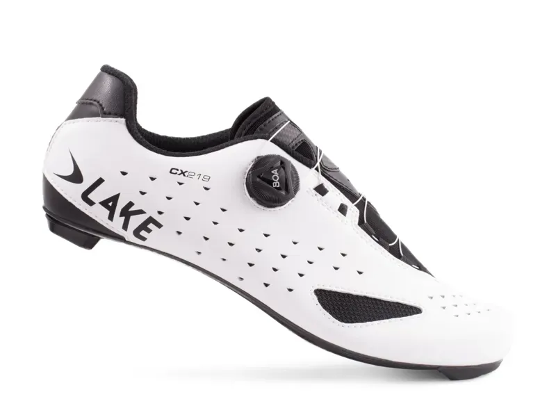 Lake CX219-X Wide Road Shoes in White/Black