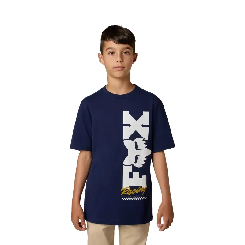 Fox Youth Checker T-Shirt in Navy-3