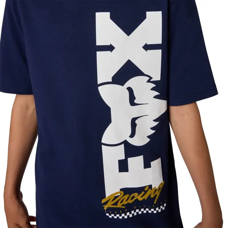 Fox Youth Checker T-Shirt in Navy-2