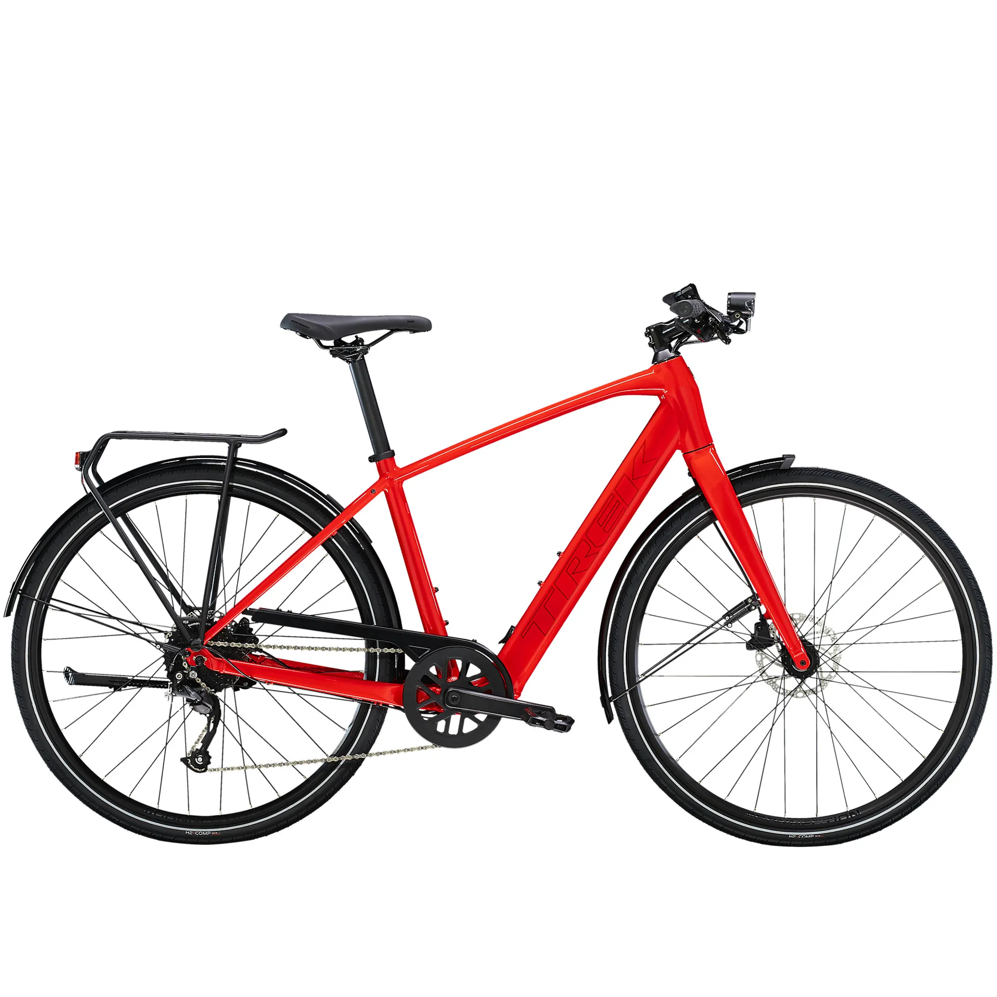 Trek Fx+ Electric Hybrid Bike in Viper Red - Main Image