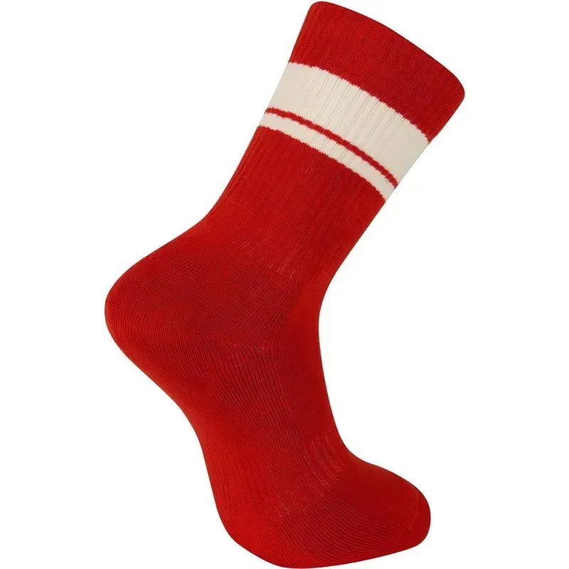 Madison Roam Crew Socks in Mineral Red-2