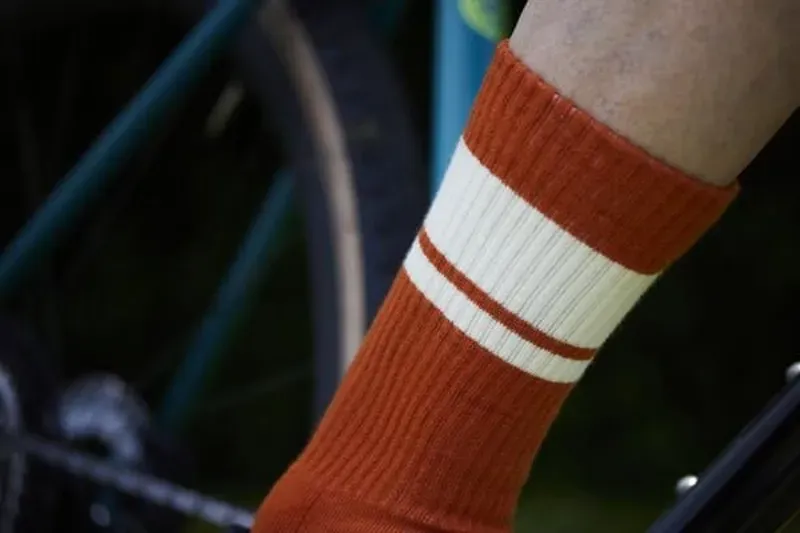 Madison Roam Crew Socks in Mineral Red-3
