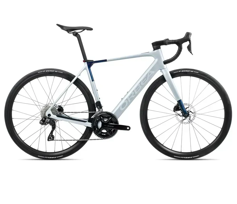 Orbea Gain M30i E-Road Bike In Halo Silver Matt/Blue Carbon View Gloss