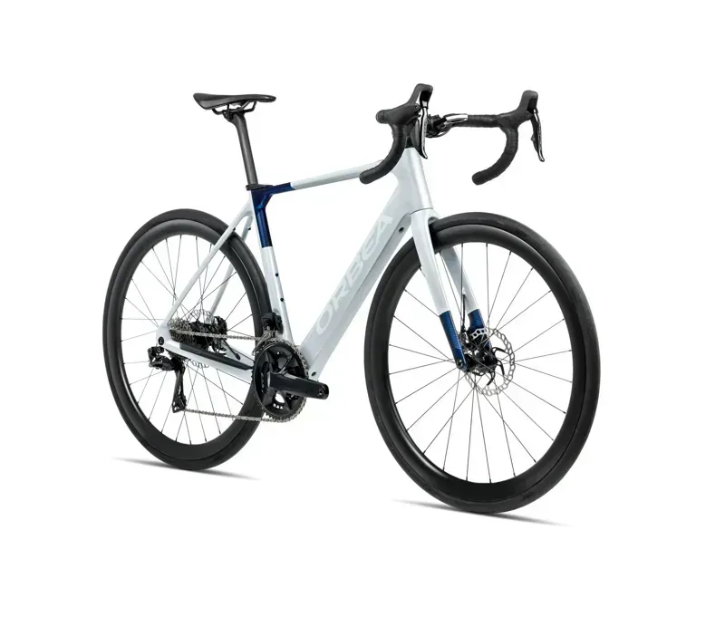 Orbea Gain M30i E-Road Bike In Halo Silver Matt/Blue Carbon View Gloss-1