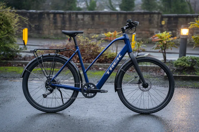 Trek Dual Sport+ 2 Stagger Hybrid eBike in Hex Blue-1
