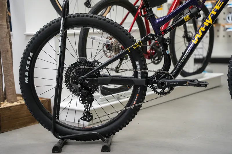 Whyte T-140 27 Junior Full Suspension Mountain Bike  in Gloss Purple/Black/Yellow-7