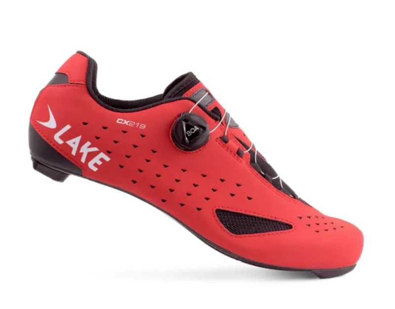 Lake CX219-X Shoe RED/WHITE Size 46 - Scuff on Left Heal Cup