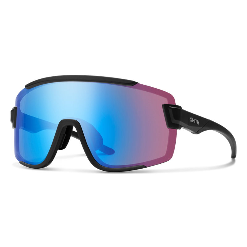 Smith Wildcat Sunglasses Matt Black ChromaPop Low Light Rose Blue Mirror