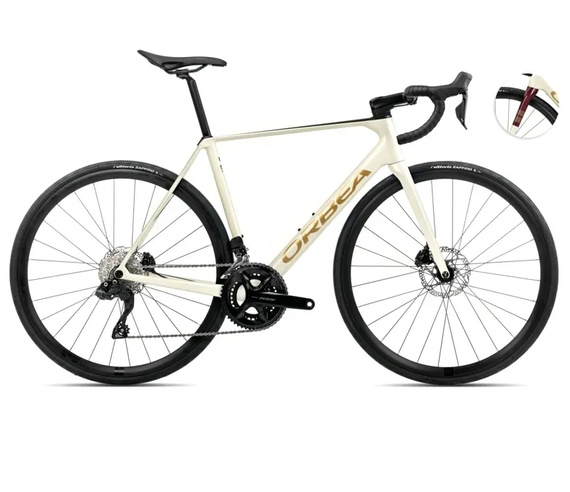 Orbea Orca M30i Road Bike In Ivory White/Burgundy Gloss/Vulcano Matt