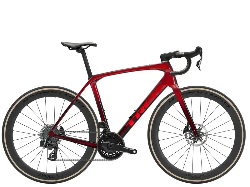 Trek Domane SLR 7 AXS Road Bike in Metallic Red Smoke to Red Carbon Smoke