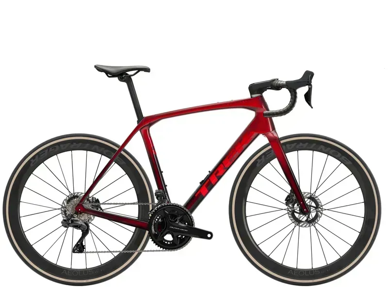 Trek Domane SLR 9 Road Bike in Metallic Red Smoke to Red Carbon Smoke