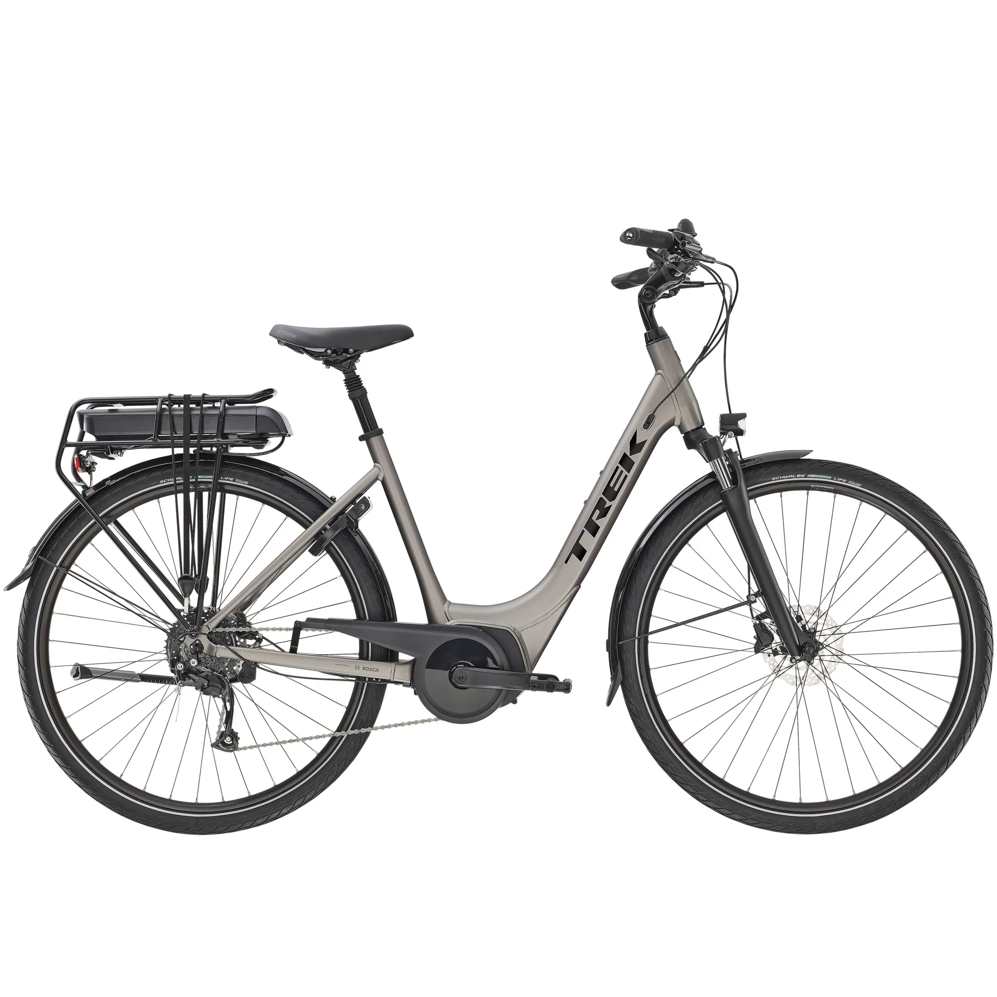 Trek Verve+ Lowstep Electric Hybrid Bike in Grey